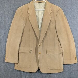 Vtg Jordache Mens Tan Corduroy Blazer Jacket Size 44R Two Button Classic Preppy